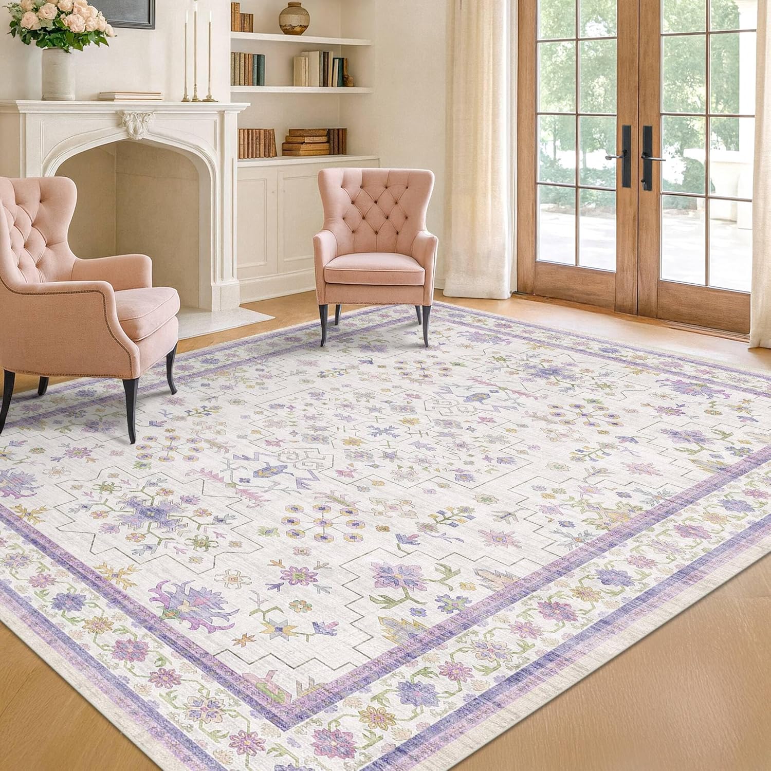 Modern Black Rug for Living Room - Washable Non-Slip & Stain Resistance