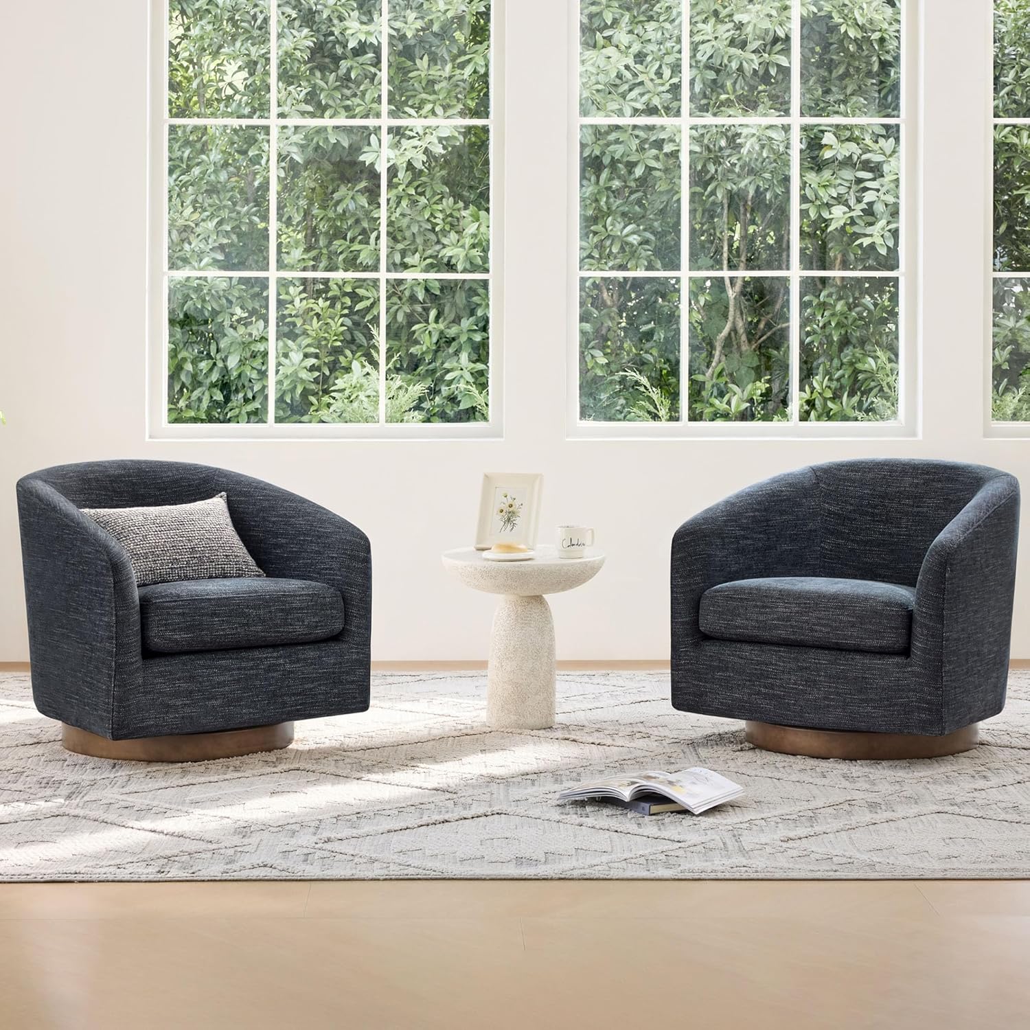Modern Swivel Accent Chair Set of 2 - Home Living Room Office Decor