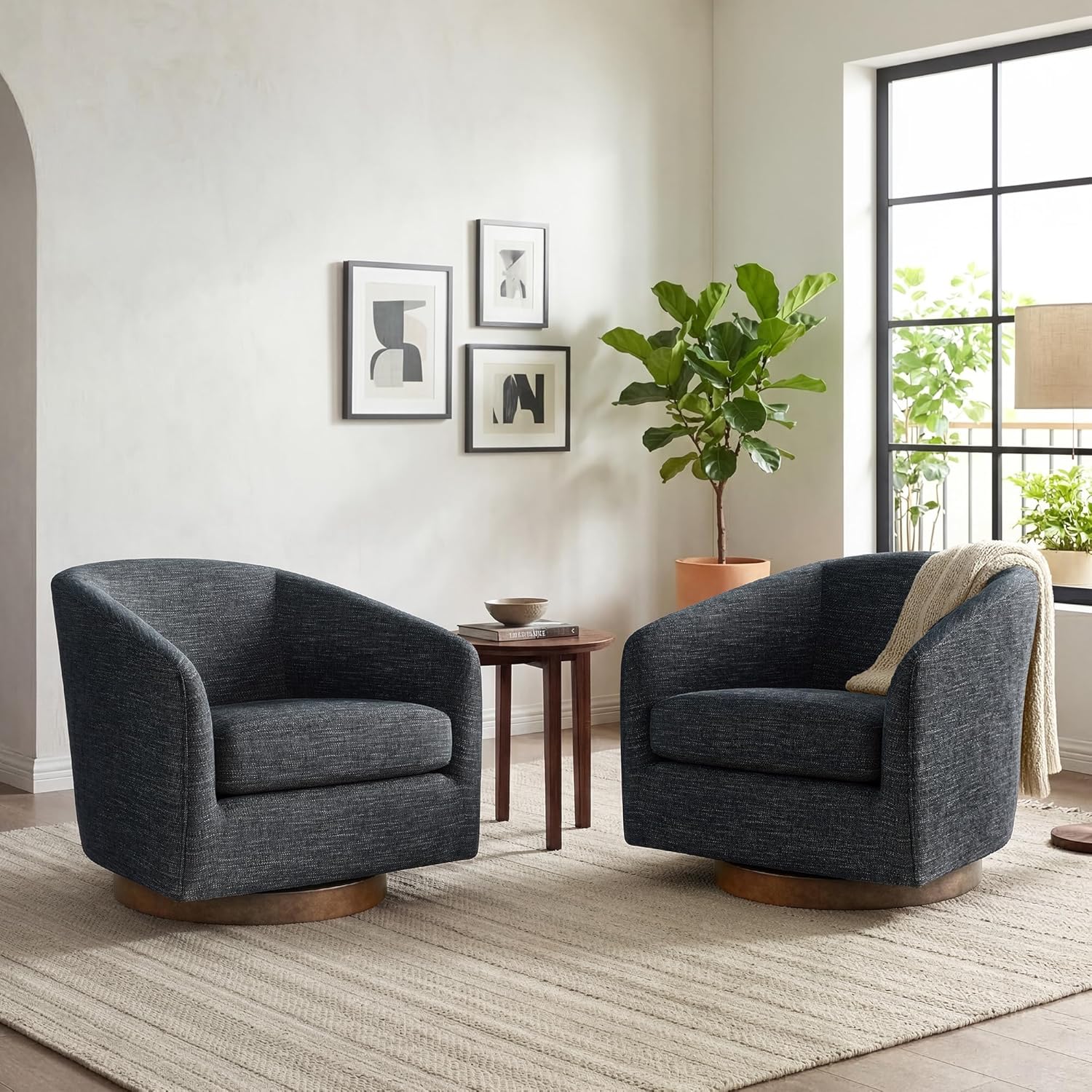 Modern Swivel Accent Chair Set of 2 - Home Living Room Office Decor