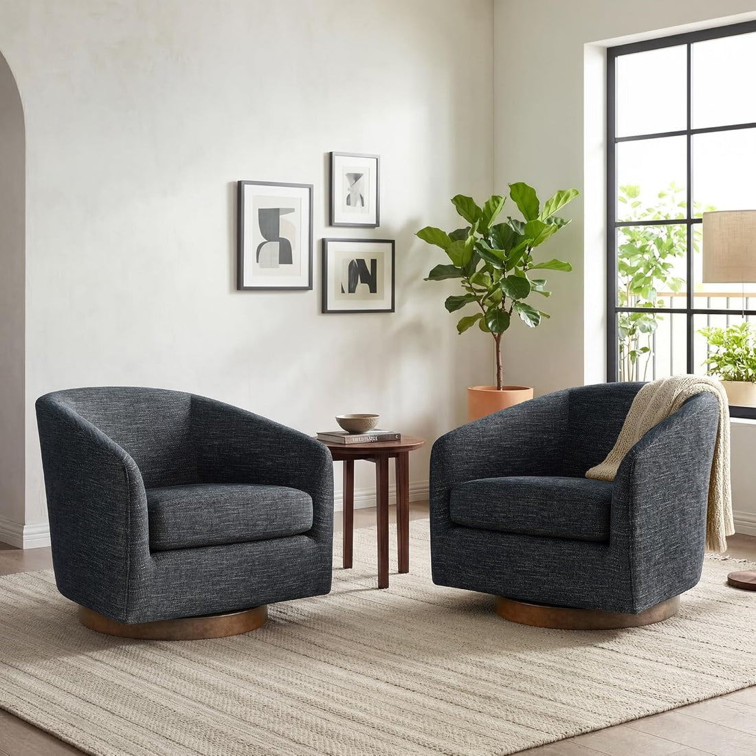 Modern Swivel Accent Chair Set of 2 - Home Living Room Office Decor
