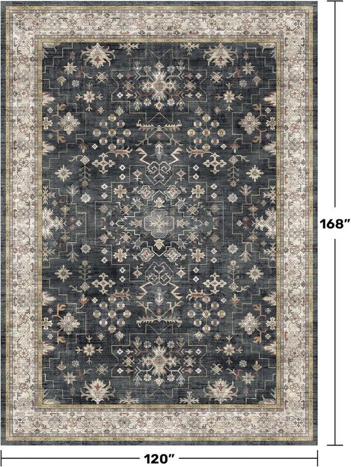 Modern Black Rug for Living Room - Washable Non-Slip & Stain Resistance