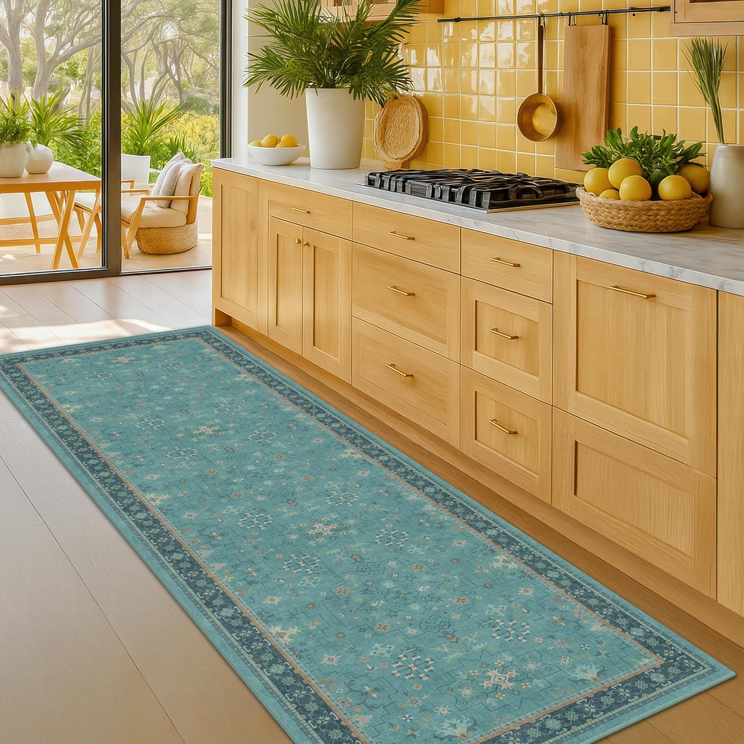 Modern Black Rug for Living Room - Washable Non-Slip & Stain Resistance