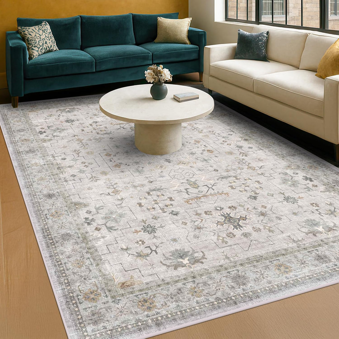Modern Black Rug for Living Room - Washable Non-Slip & Stain Resistance