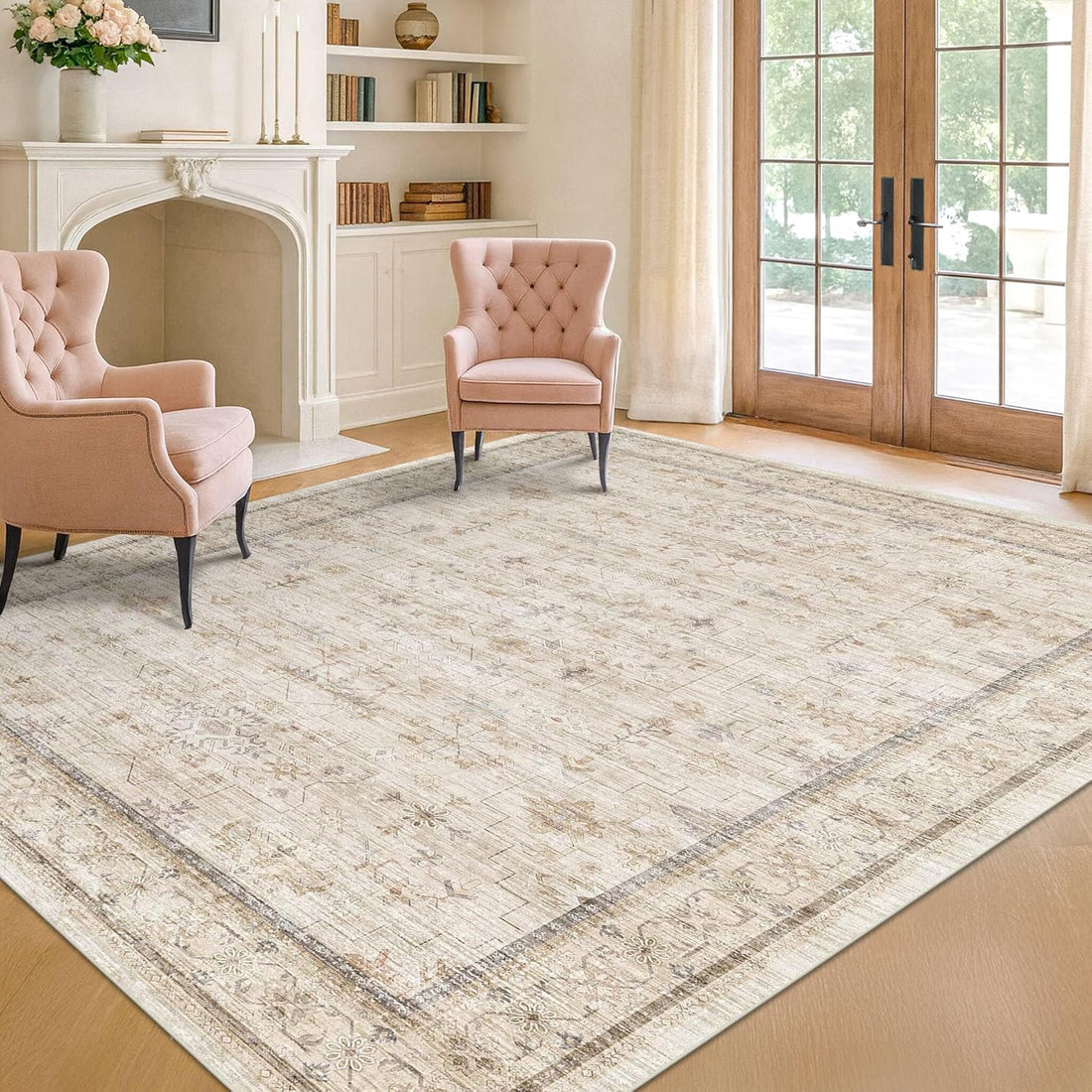 Modern Black Rug for Living Room - Washable Non-Slip & Stain Resistance