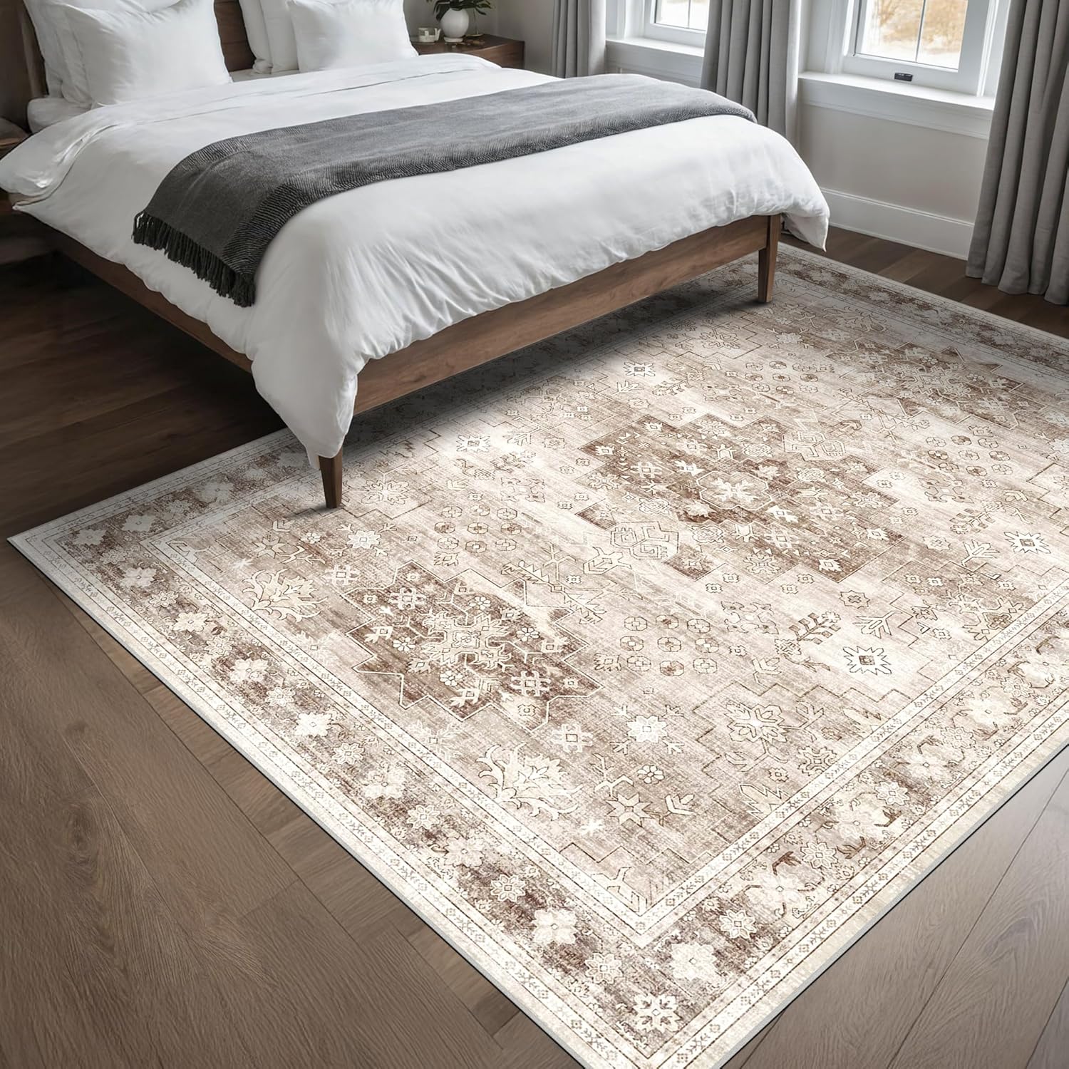 Modern Black Rug for Living Room - Washable Non-Slip & Stain Resistance