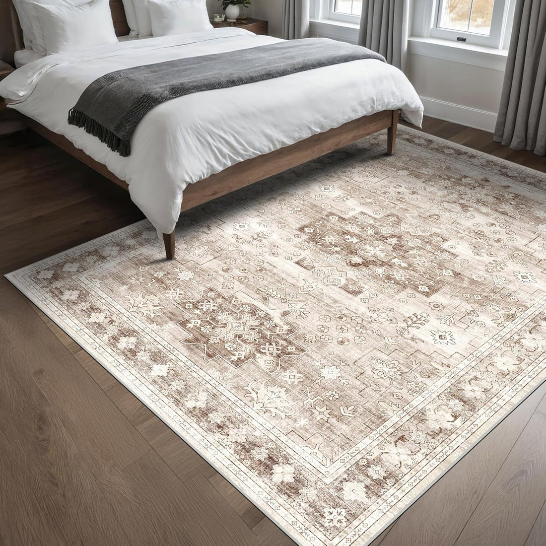 Modern Black Rug for Living Room - Washable Non-Slip & Stain Resistance