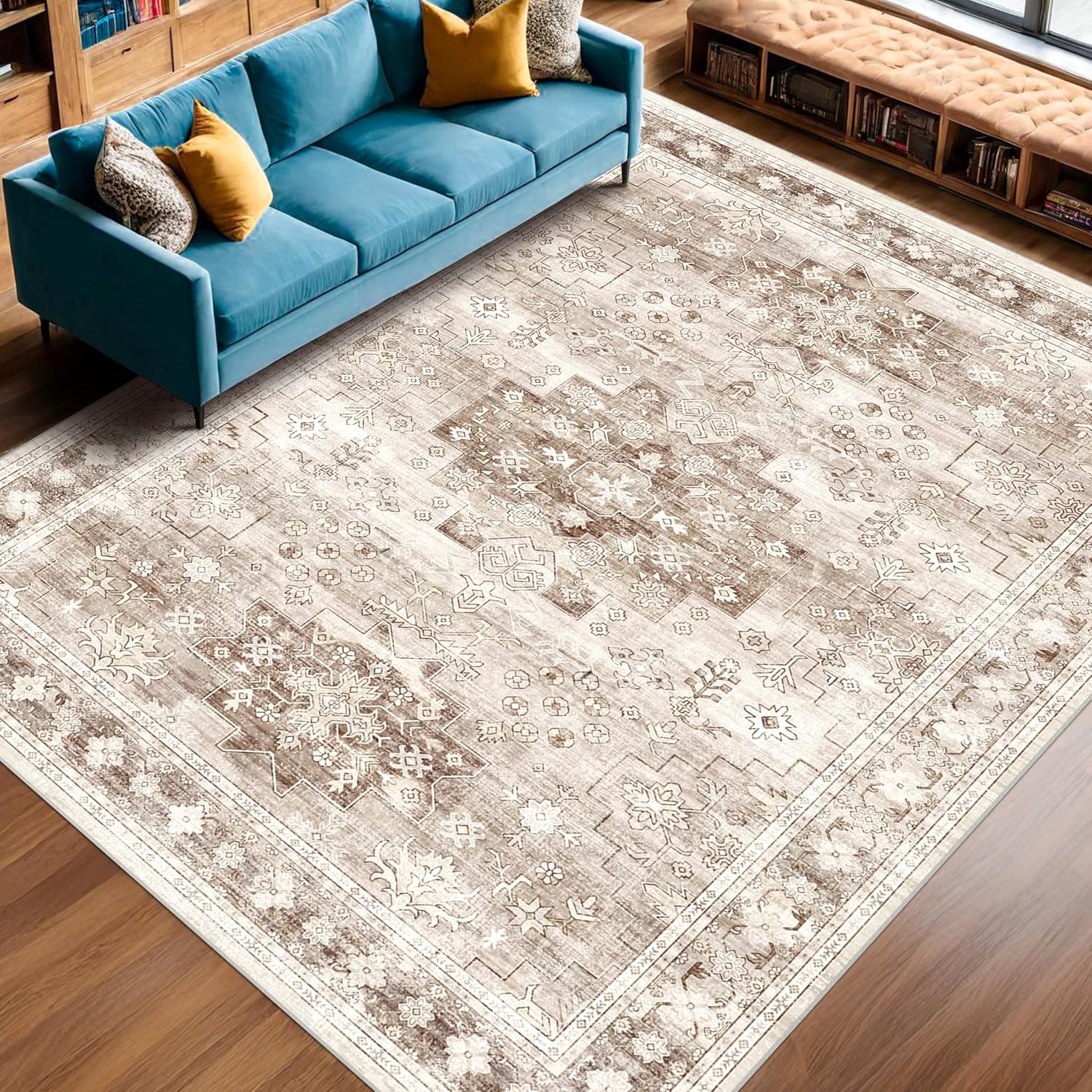 Modern Black Rug for Living Room - Washable Non-Slip & Stain Resistance