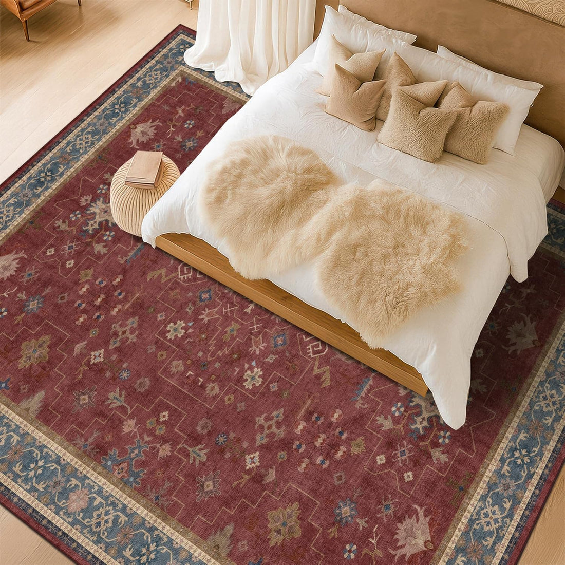 Modern Black Rug for Living Room - Washable Non-Slip & Stain Resistance
