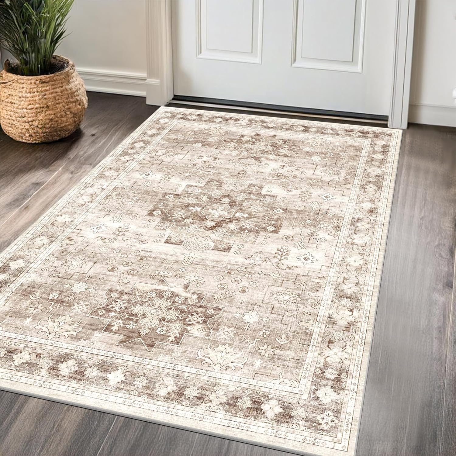 Modern Black Rug for Living Room - Washable Non-Slip & Stain Resistance