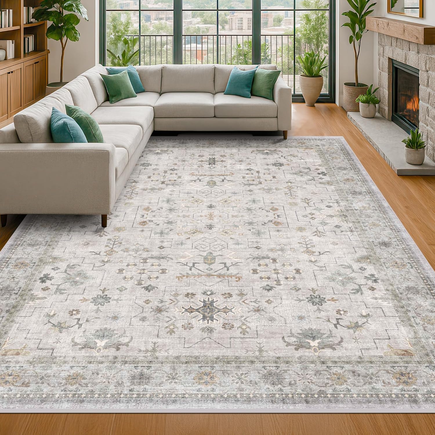 New Farmhouse Washable Area Rugs for Modern Living Homes