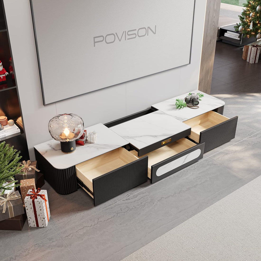 New 65 Inch Fully-Assembled Modern TV Stand with Storage