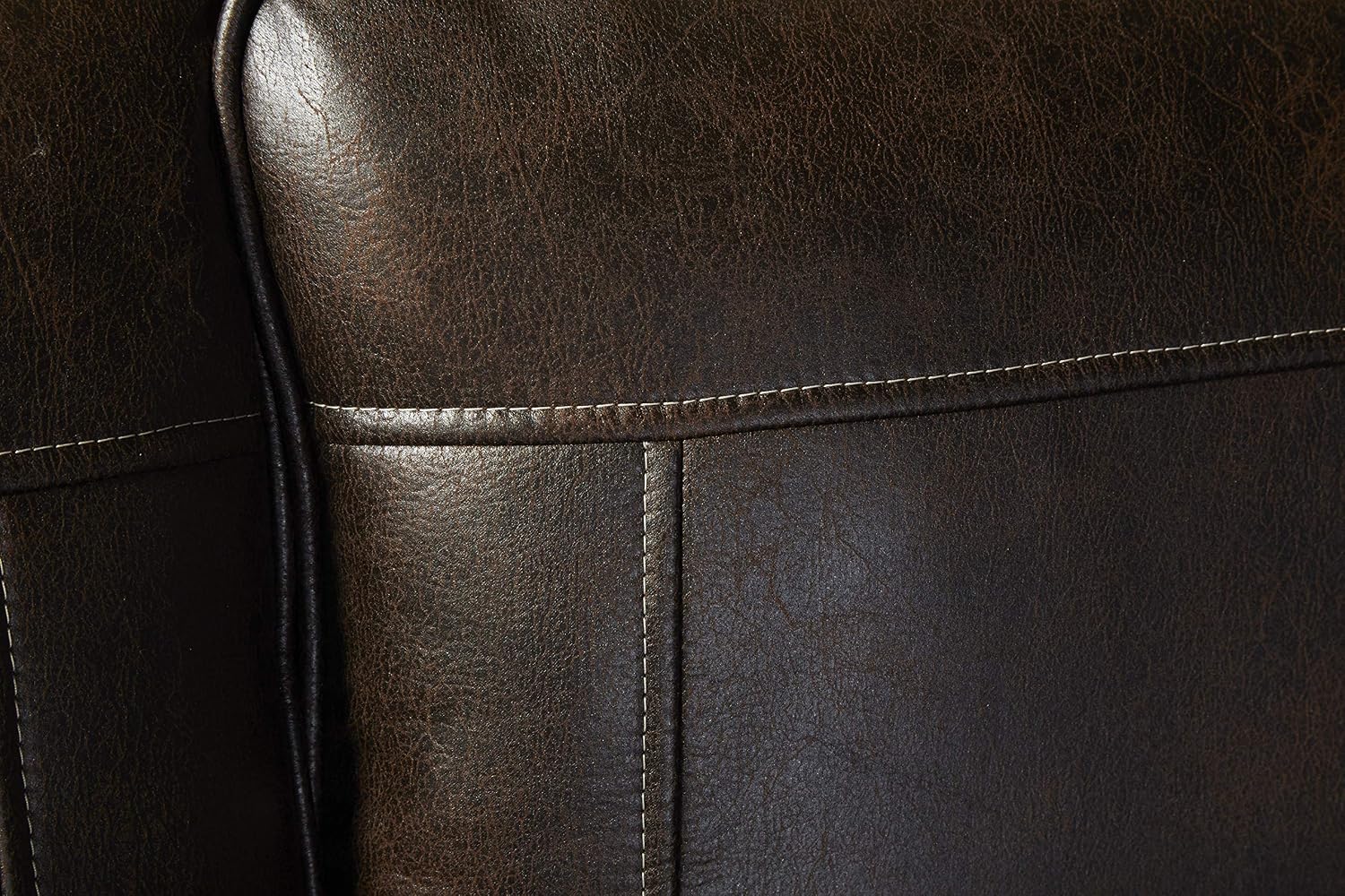 New Faux Leather Sofa with Antique Bronze – Classic Upholstered Living Room Couch