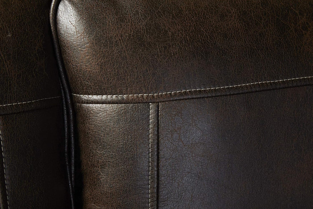 New Faux Leather Sofa with Antique Bronze – Classic Upholstered Living Room Couch