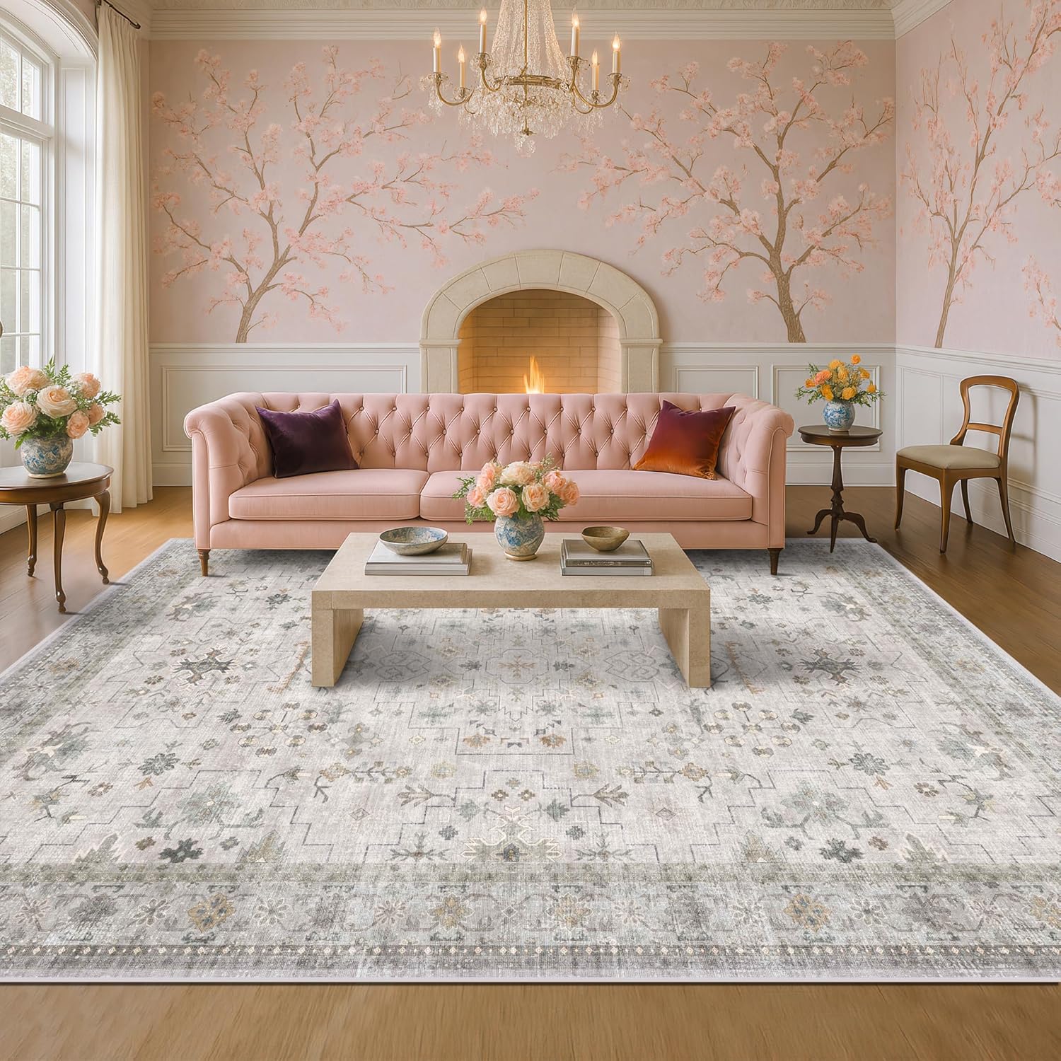 Modern Black Rug for Living Room - Washable Non-Slip & Stain Resistance