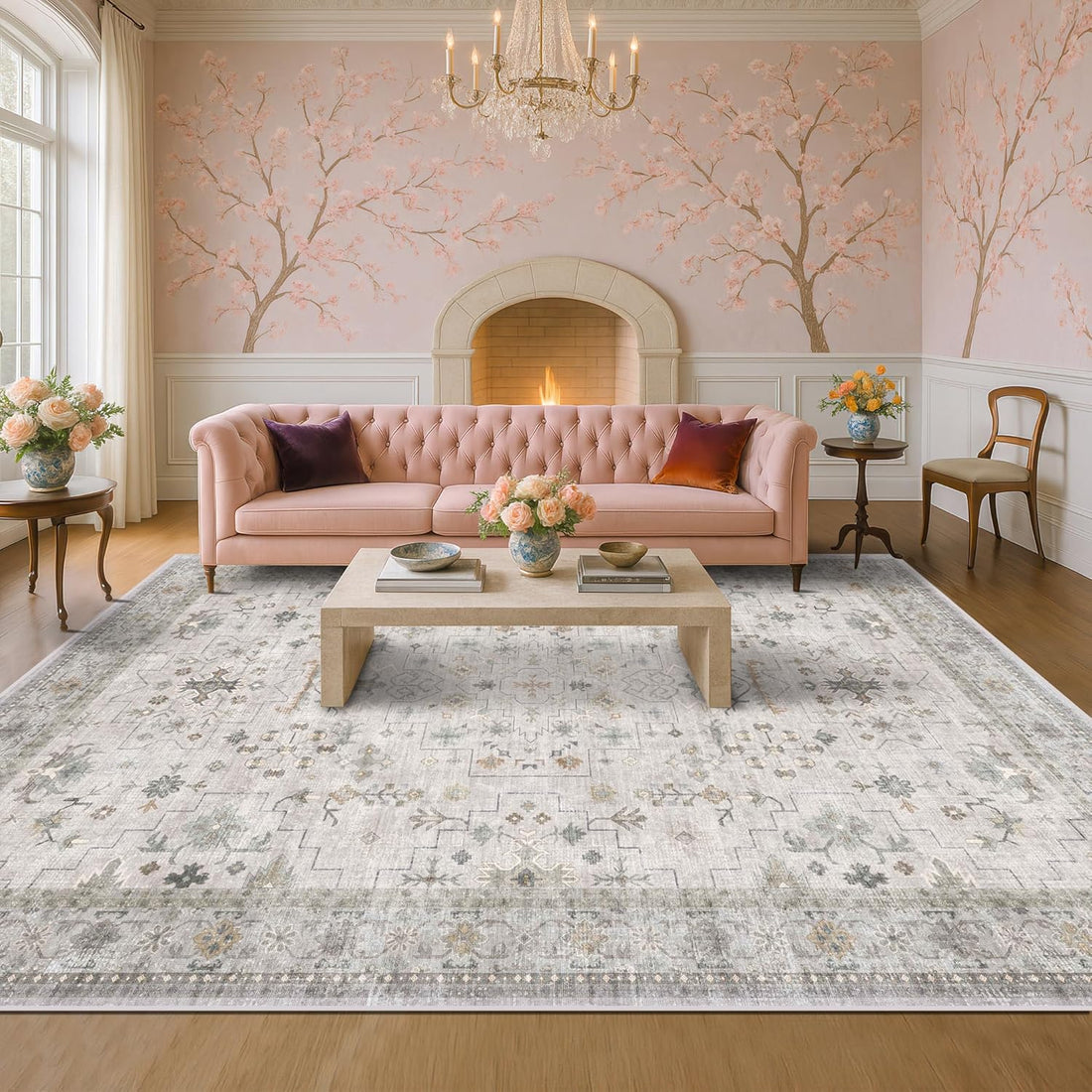 Modern Black Rug for Living Room - Washable Non-Slip & Stain Resistance