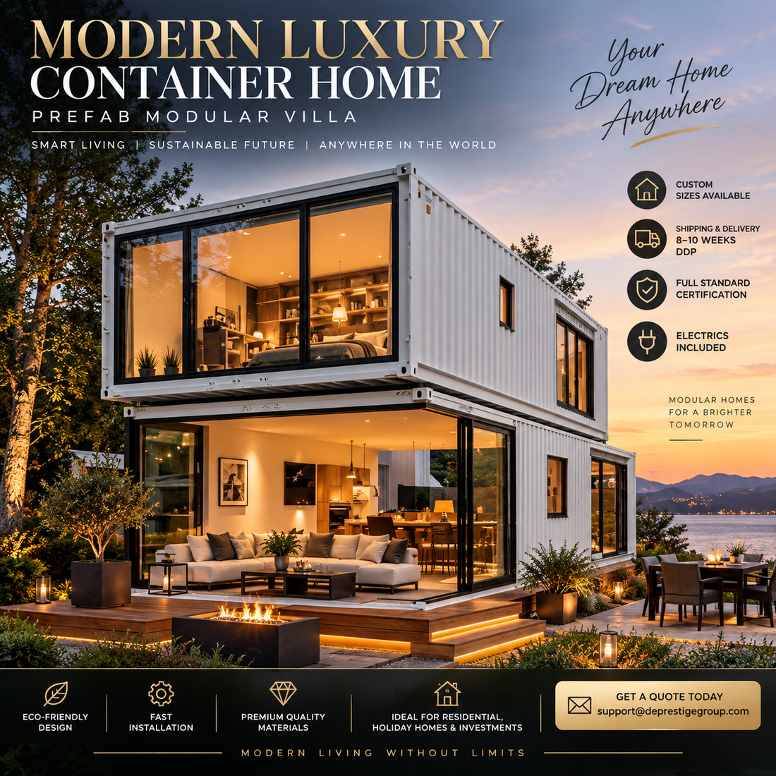 Modern Luxury 2-Story Container Home Prefab Modular Home Villa