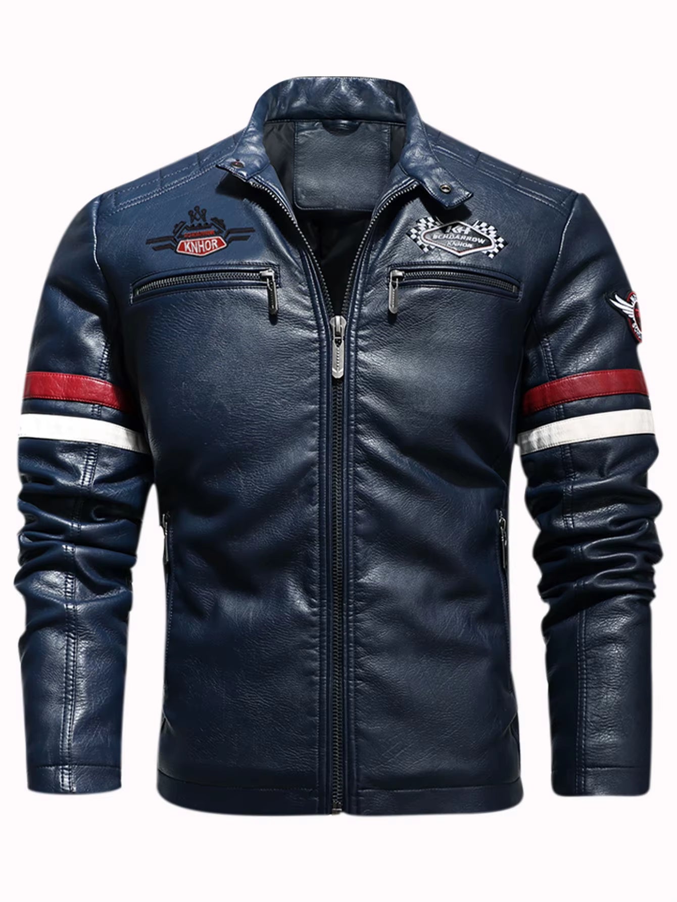 Mens Motorcycle Racing Leather Embroidered Jacket