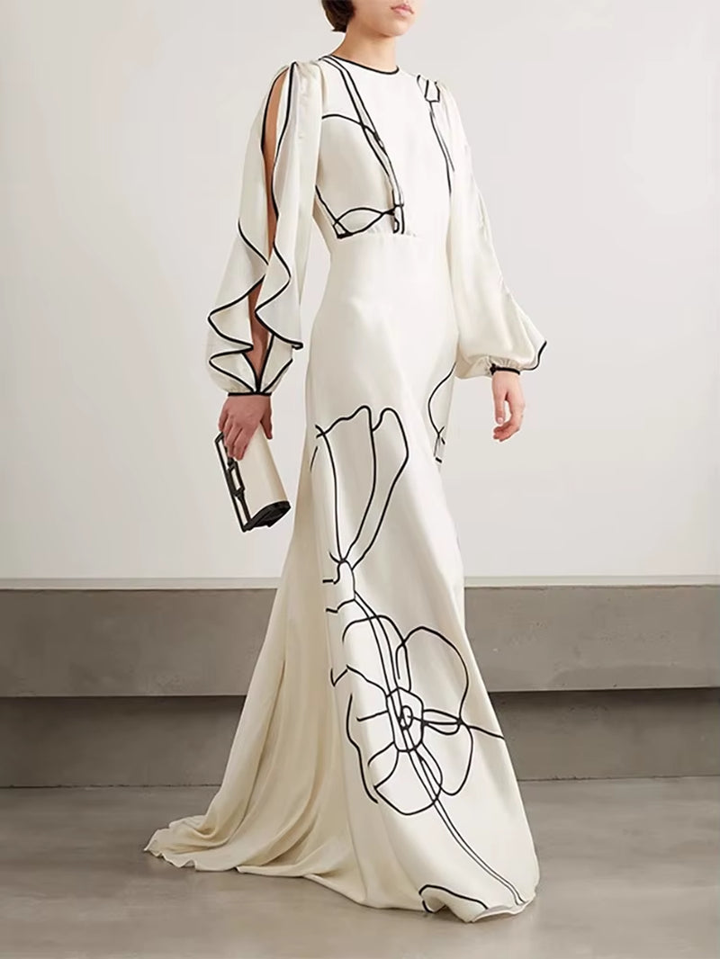 Women Fashion O-Neck High Waist Summmer Maxi Dress