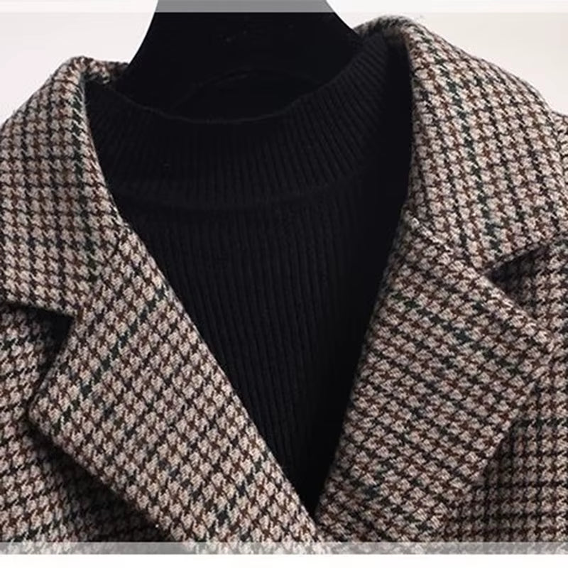 New Stylish Woolen Blazer Jacket Short Coat Ladies Double-Breasted Fashion Wool Outwear