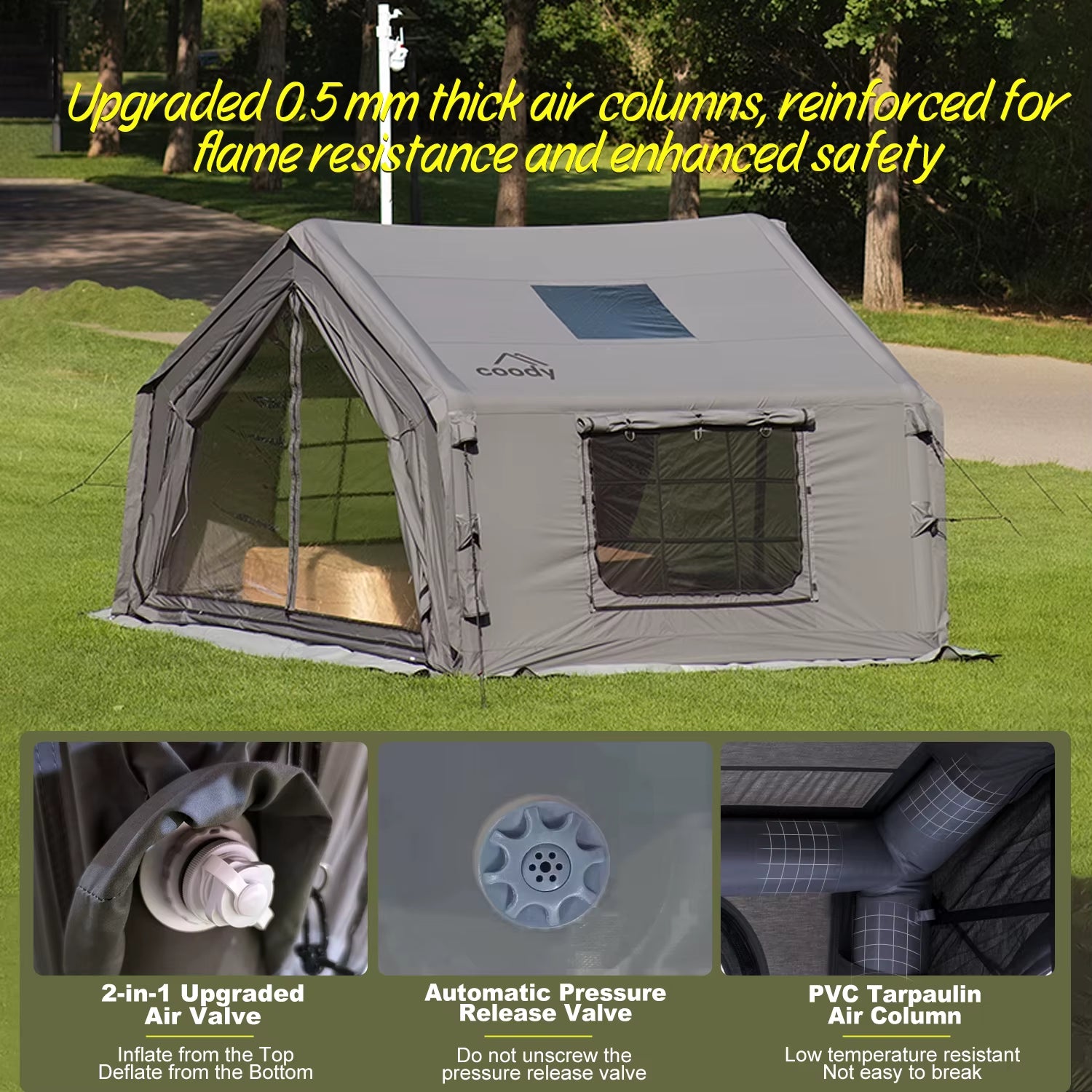 Coody 10.0 Air Tent-Gray Four Season Party Family Camping Cotton Easy Set up Camping Large Outdoor Inflatable Tent