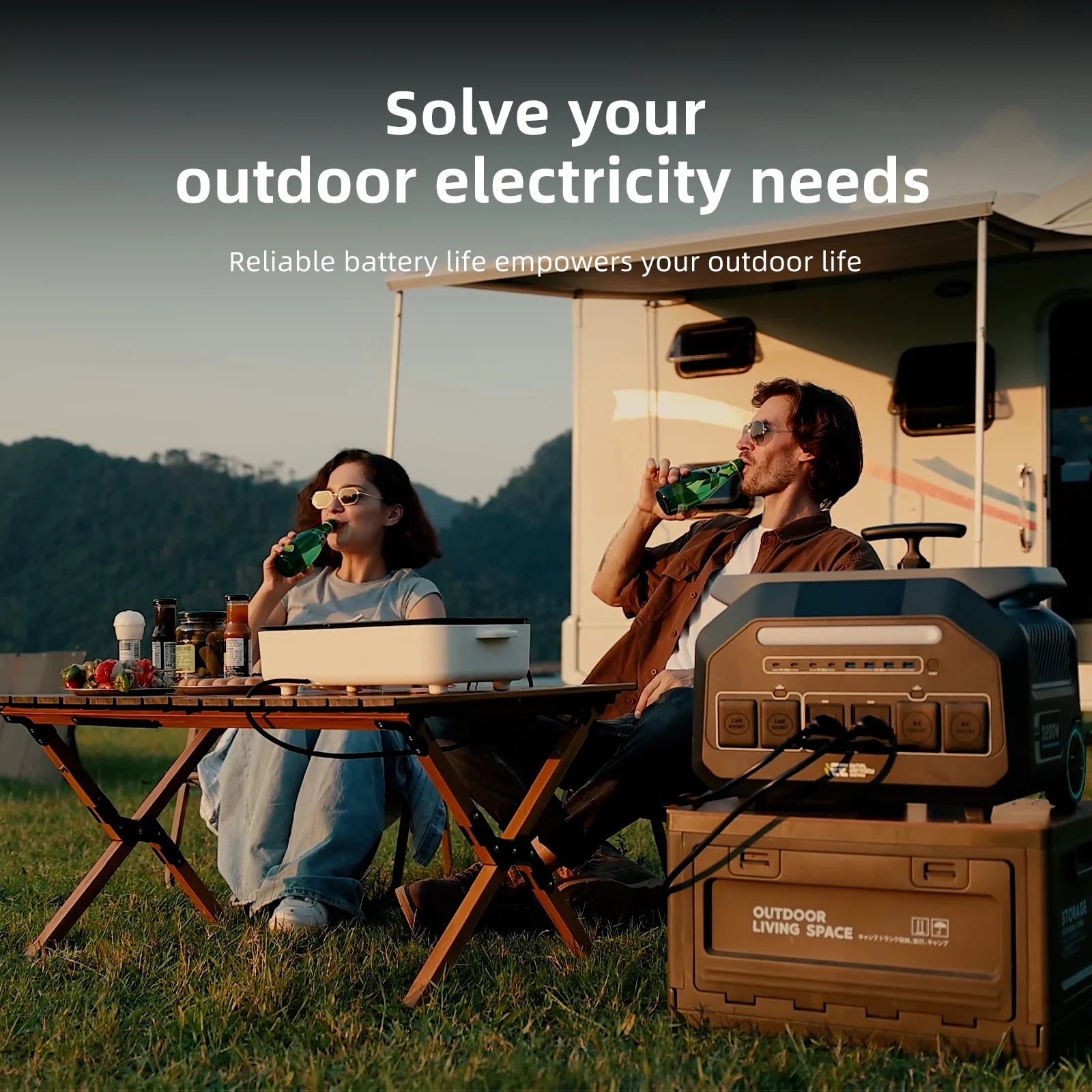 New IEE Solar Generator, 2048Wh/2400W Lifepo4 Power Station App enabled 