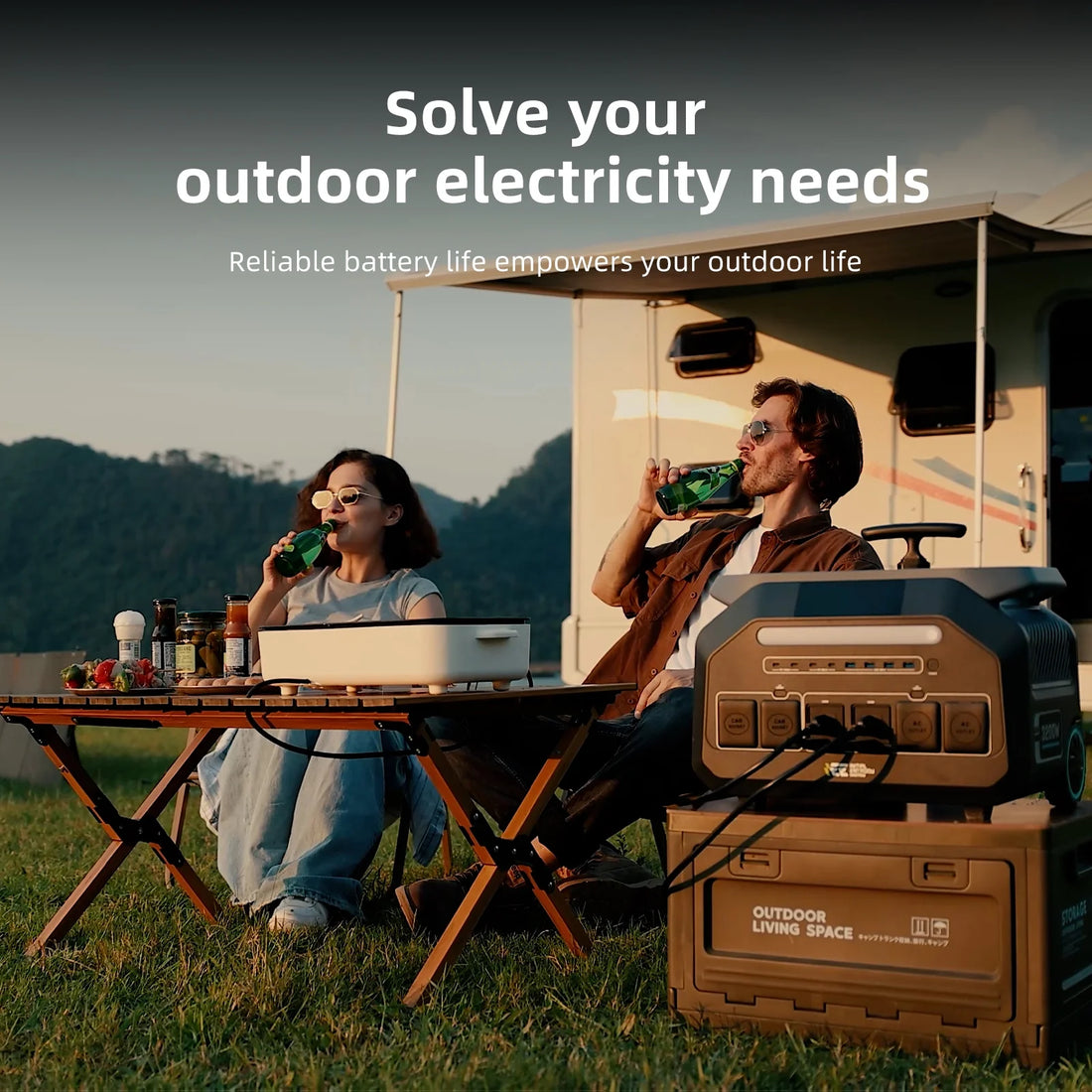 New IEE Solar Generator, 2048Wh/2400W Lifepo4 Power Station App enabled 