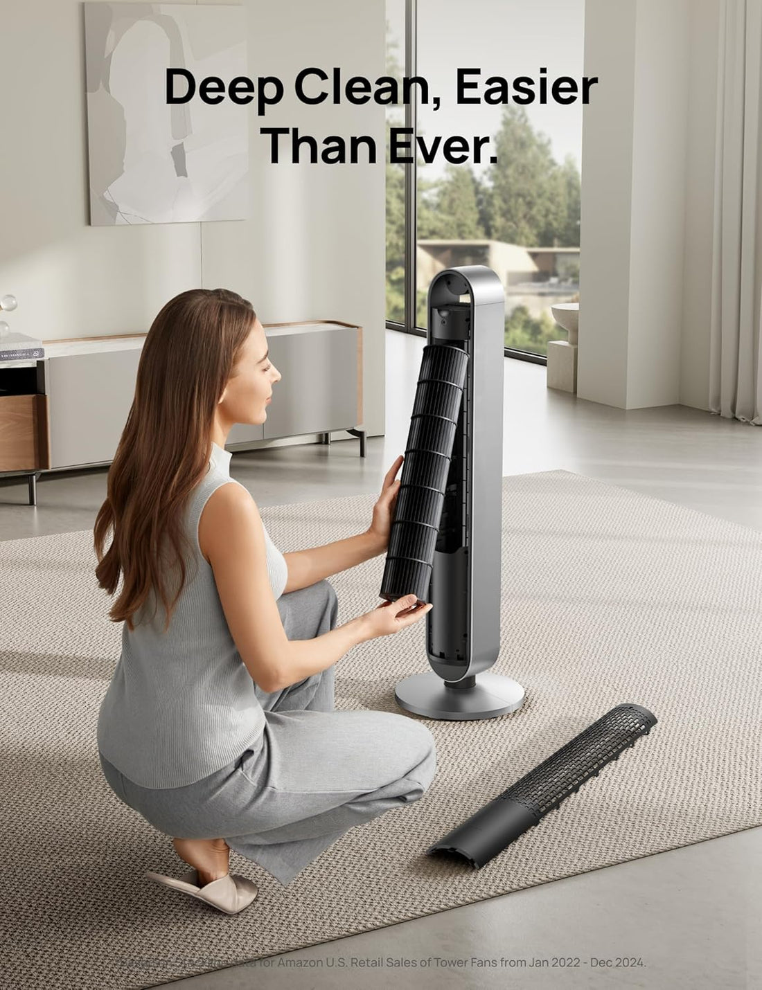 Tower Fan for Bedroom, 42 Inch 120° Oscillating Fan, 25Db Quiet DC Motor, 28Ft/S Velocity Bladeless Standing Fan with 12 Speeds, 4 Modes, 12H Timer Cooling Fans for Home, Living Room, Pilot Max S