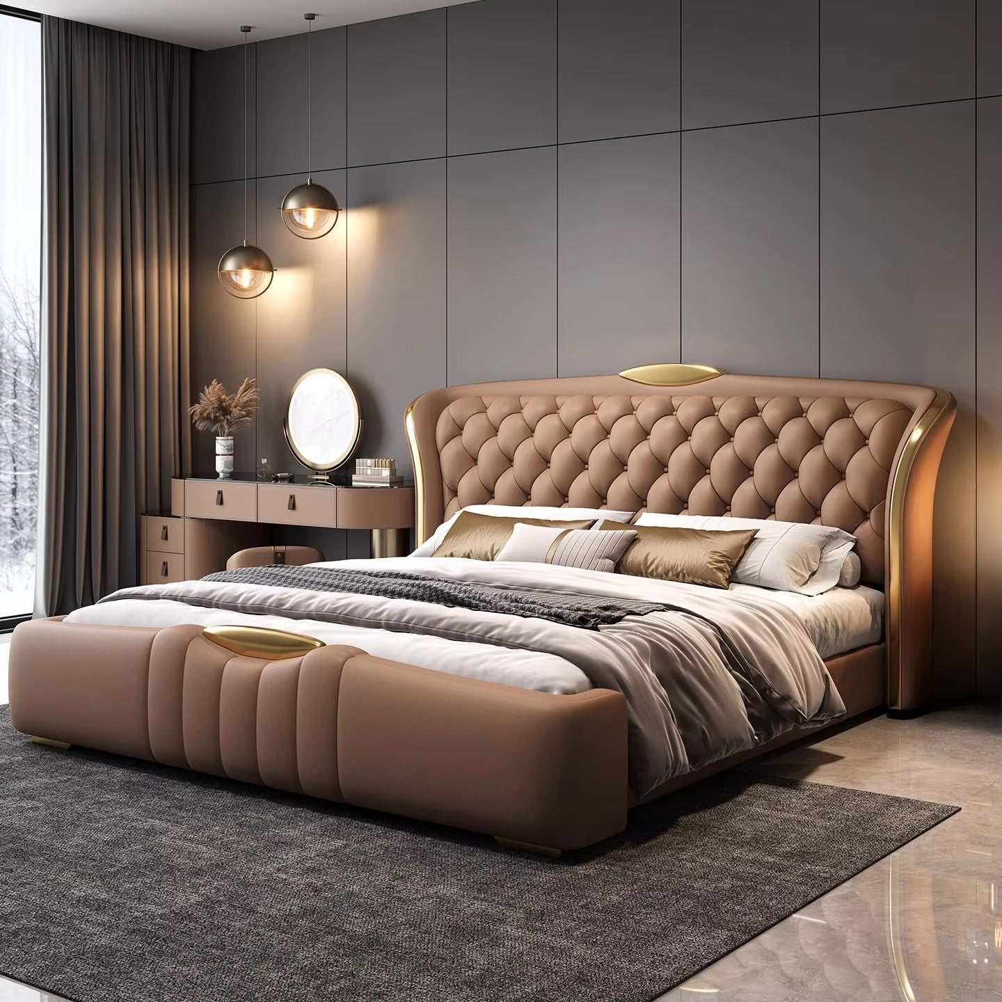 New Double Wedding Bed Frame King Size Bedroom Furniture 