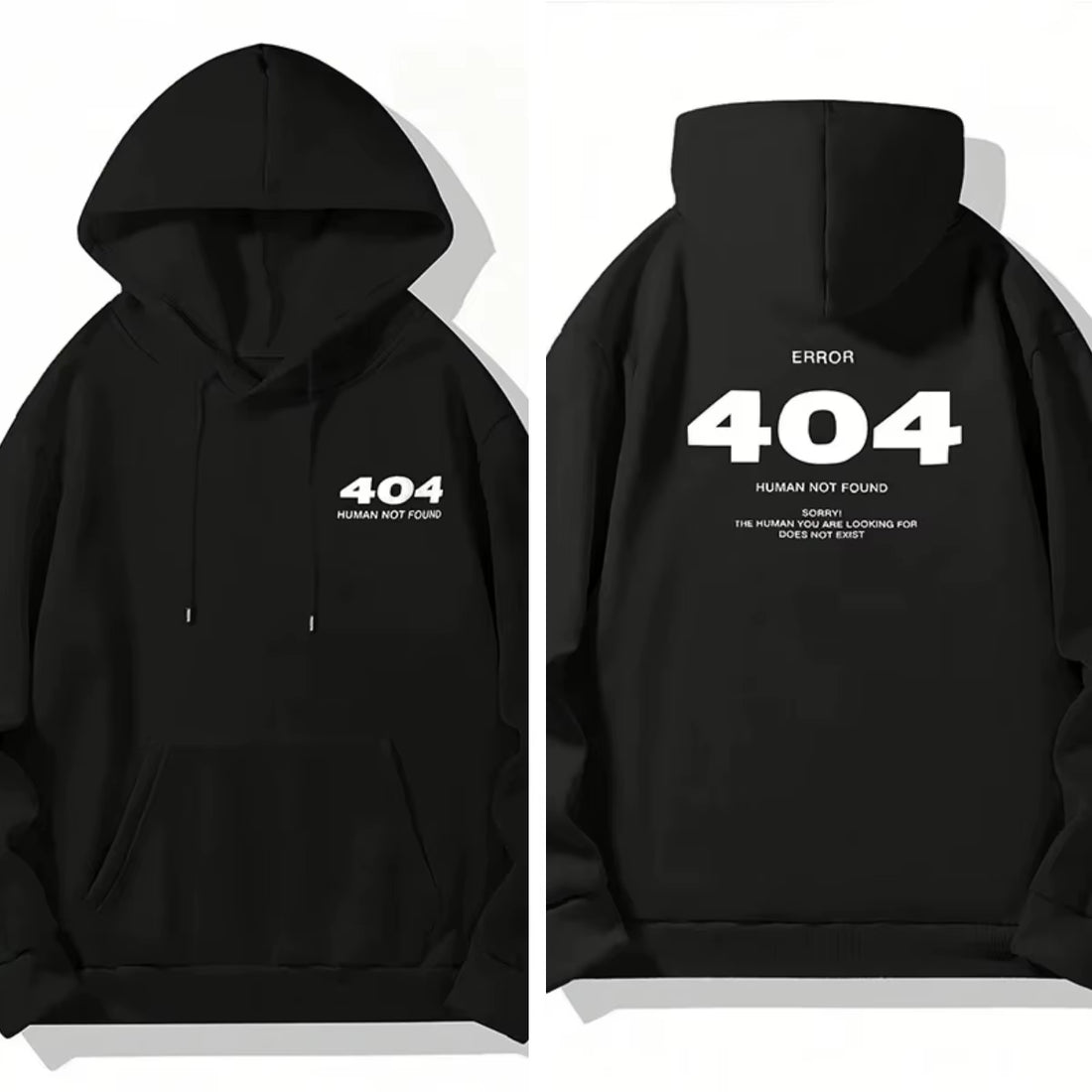 Men's Printed Hoodies Pullover Loose Black Sweatshirt