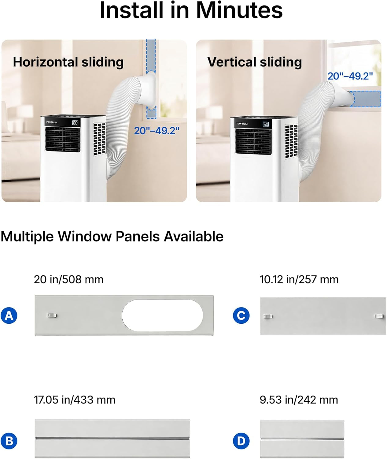 10,000 BTU Portable Air Conditioner, Smart AC Unit for Rooms up to 450 Sq.Ft, 3-In-1 with Cool, Dry & Fan Modes, App/Voice/Remote Control, 24H Timer, 50Db Quiet Operation, Self-Evaporating