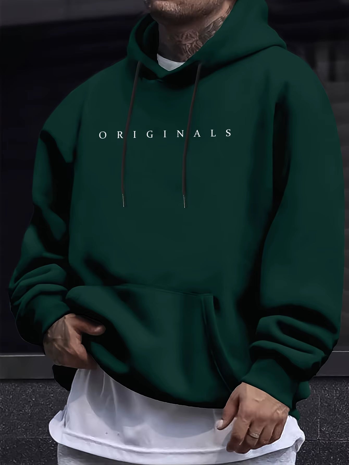 Mens Autumn and Winter Casual Printed Hoodie Pullover