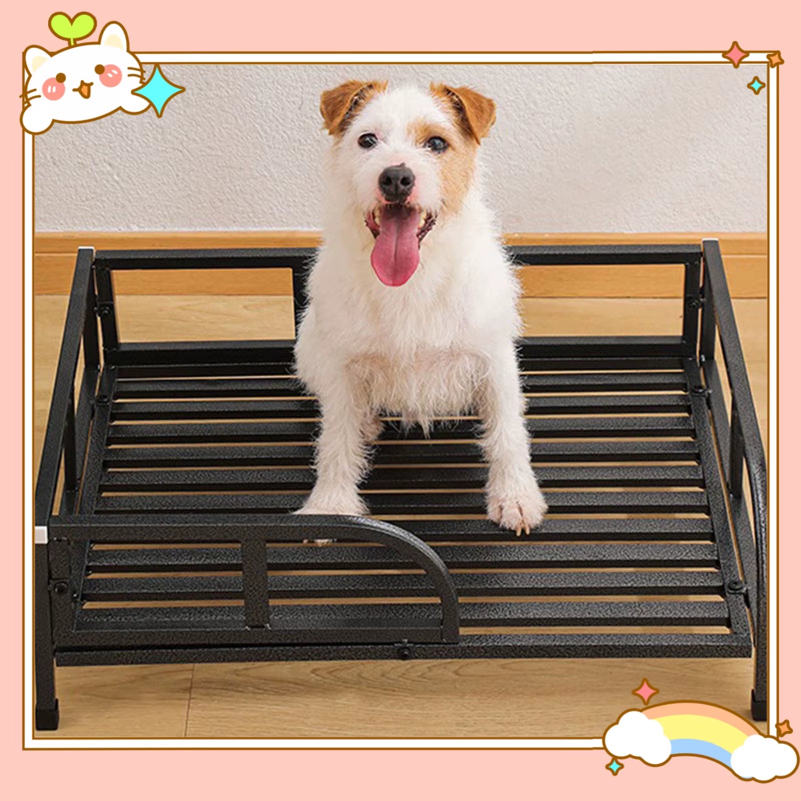 New Elevated Dog Bed with Rails for Medium Dogs Floor Standing Pet Bed 