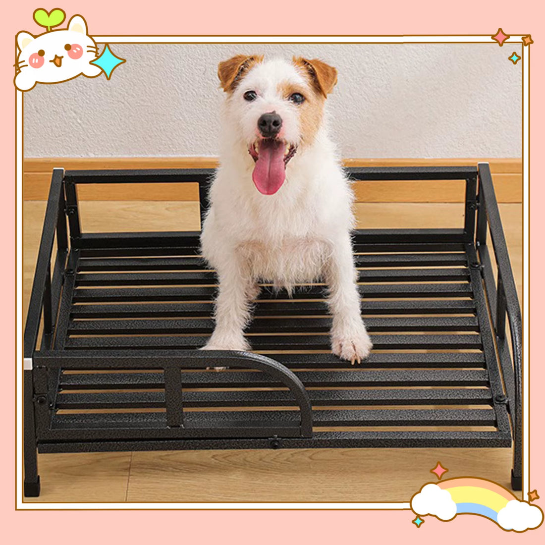 New Elevated Dog Bed with Rails for Medium Dogs Floor Standing Pet Bed 