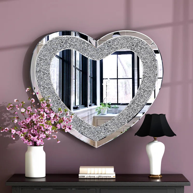 Elite New Diamond Décor Heart-Shaped Wall Mirror