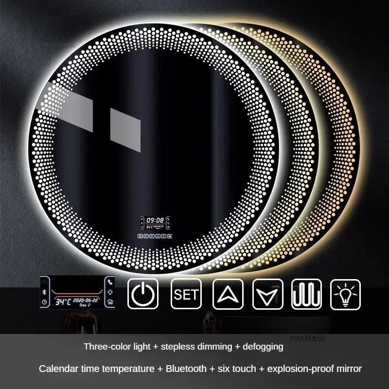 Modern multi colour Adjustable Smart Bathroom Mirror Wall Mounted Defogging Decorative Mirror