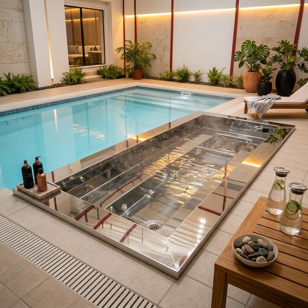 Modern Stainless Steel Jet Massage Bathtub for Luxury Bathrooms