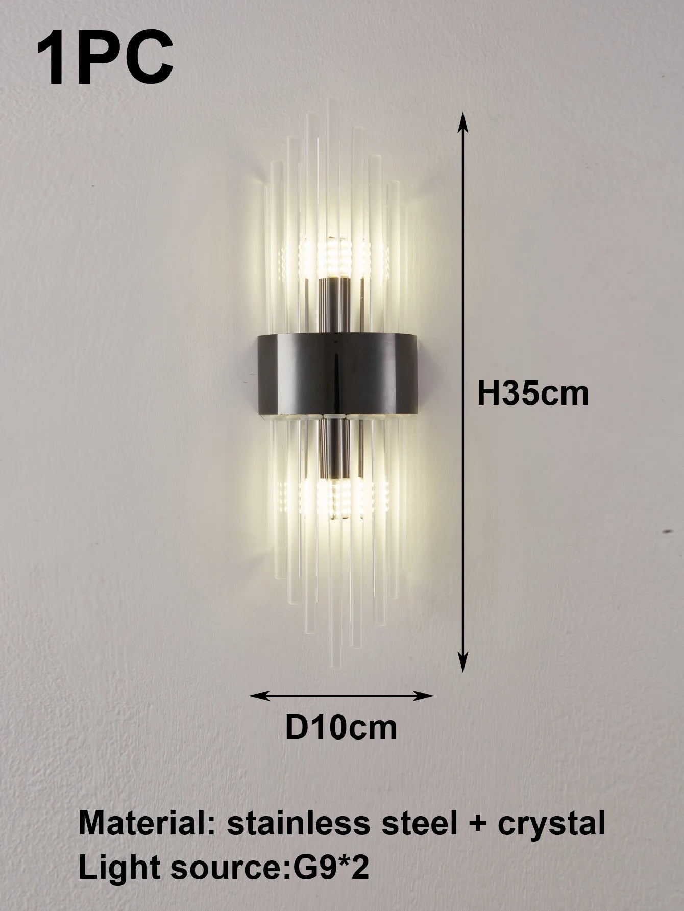 New Gold/Black Stainless Steel Crystal Wall Home Decor Lighting