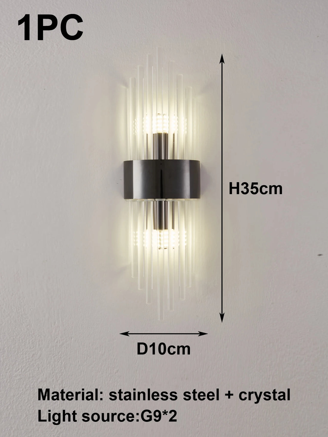 New Gold/Black Stainless Steel Crystal Wall Home Decor Lighting