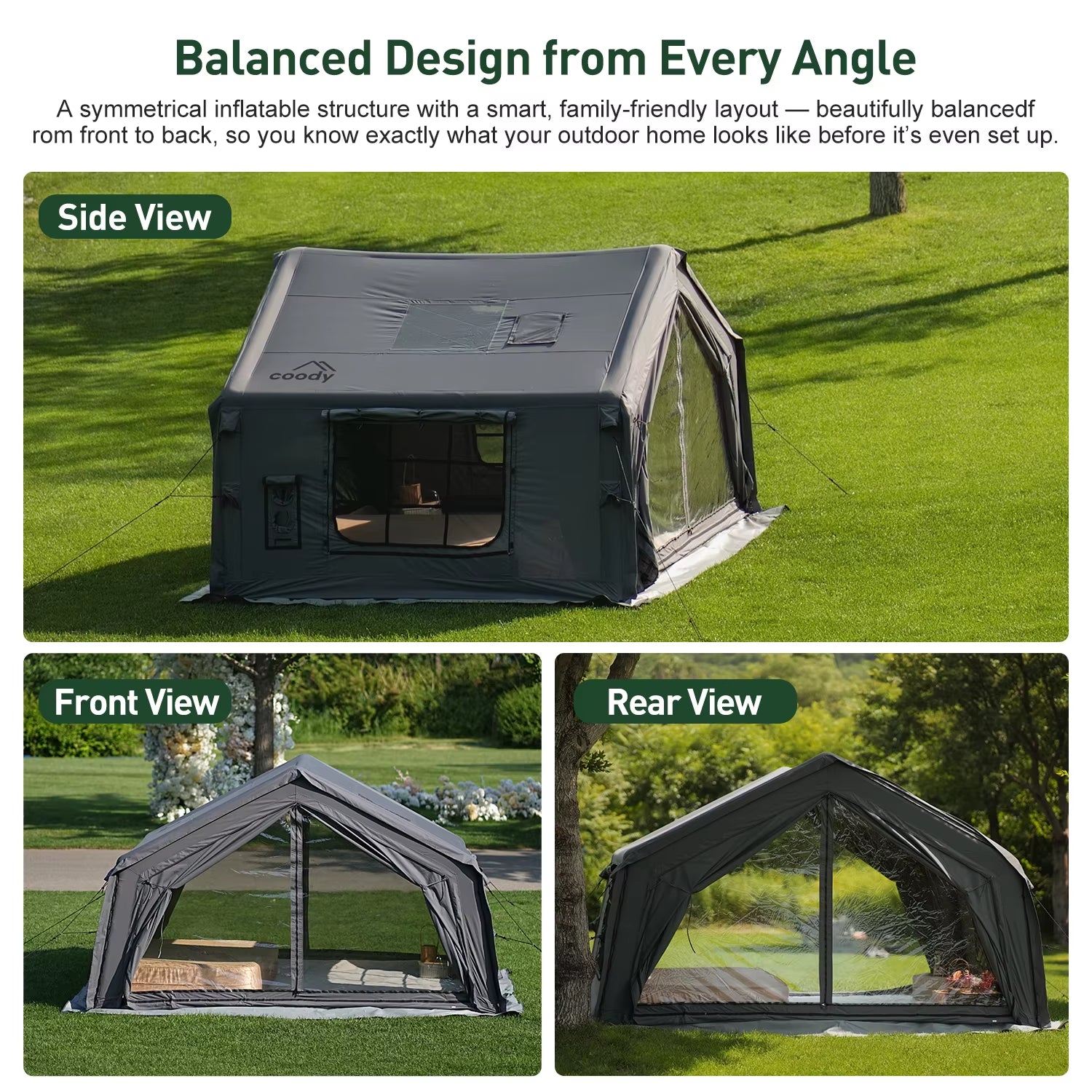 Coody 10.0 Air Tent-Gray Four Season Party Family Camping Cotton Easy Set up Camping Large Outdoor Inflatable Tent