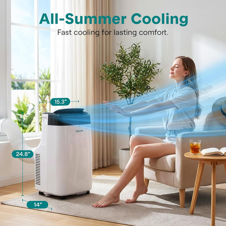 Small Air Conditioner Portable 10,000 BTU with Built-In Dehumidifier - Portable AC Unit for Rooms up to 450 Sq Ft - Remote Control, Window Mount Exhaust Kit