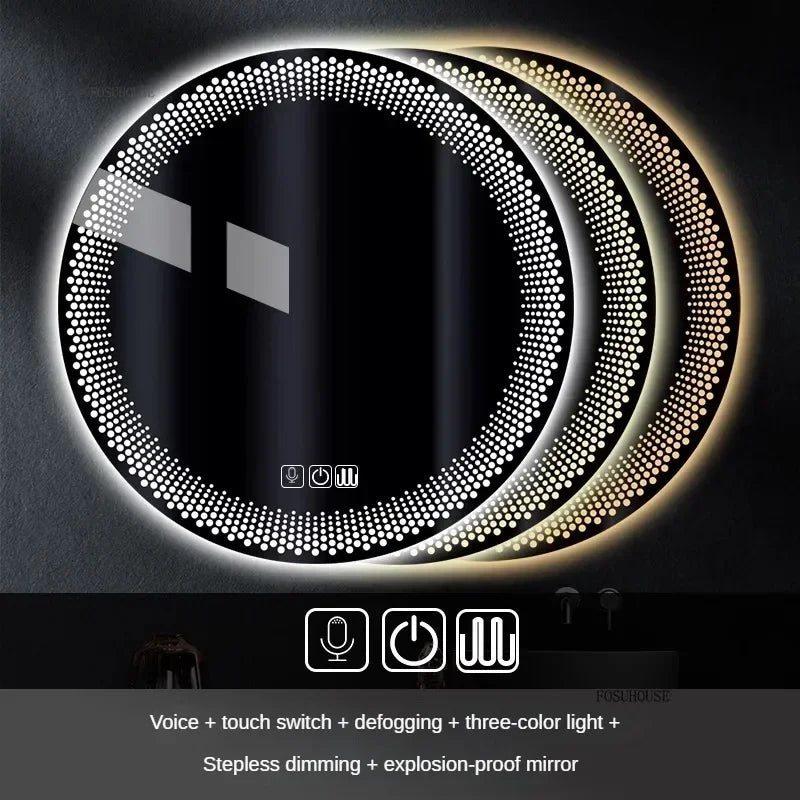 Modern multi colour Adjustable Smart Bathroom Mirror Wall Mounted Defogging Decorative Mirror