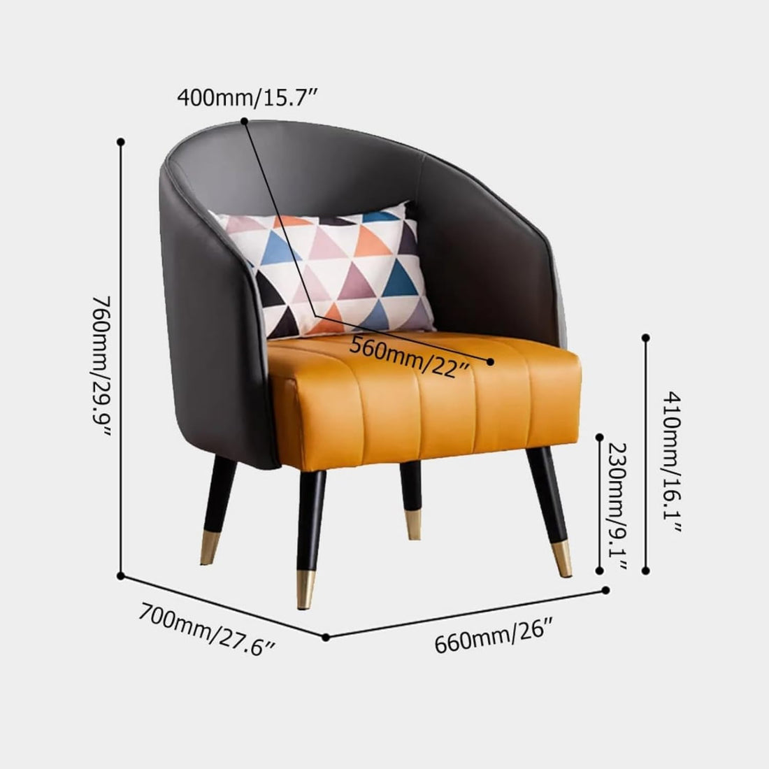 Leather Accent Chair with High Back Microfiber 