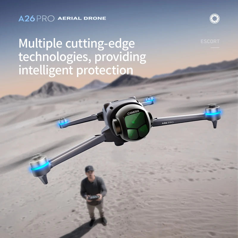 A26 Pro Drone 4K HD 8K Triple Camera FPV Brushless Motor Obstacle Avoidance Foldable RC Quadcopter Professional Aerial