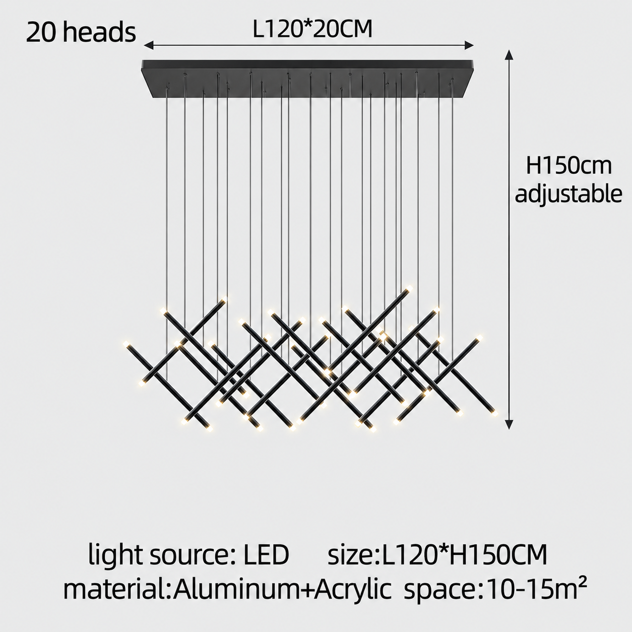 Modern LED Long Pendant Chandelier for Luxury Interiors