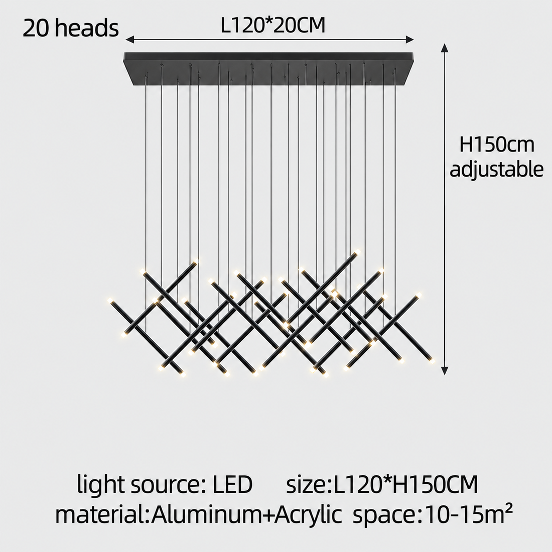 Modern LED Long Pendant Chandelier for Luxury Interiors