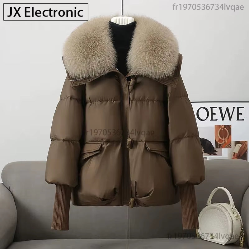 2024 Winter Women'S Warm Coat New Thicken Fur Collar Jacket Short down Cotton Loose Outwear Solid Casual Female Parkas Coats