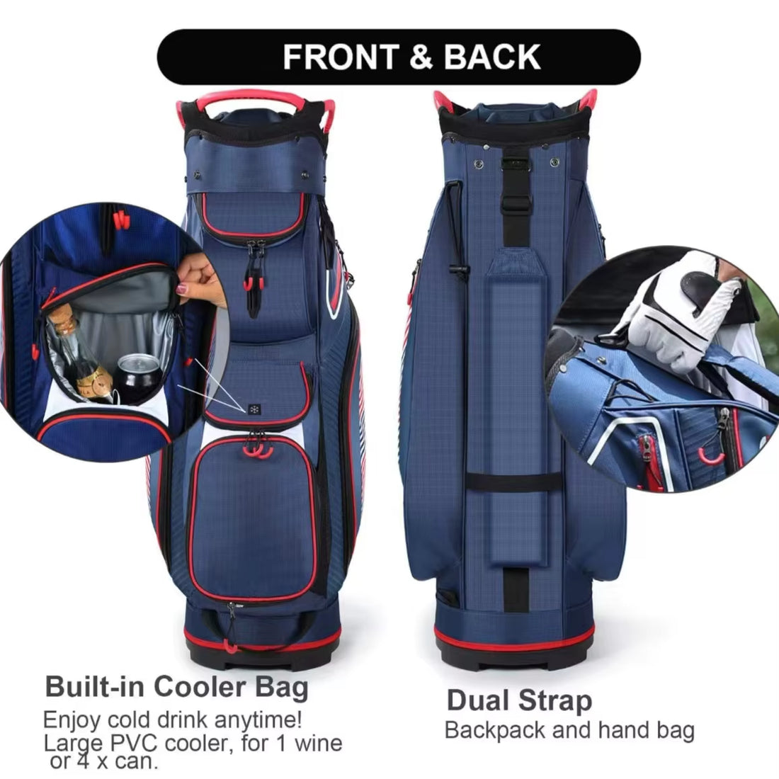 Modern Waterproof Golf Cart Bag with Full 14-Way Dividers, Golf Club Organizer