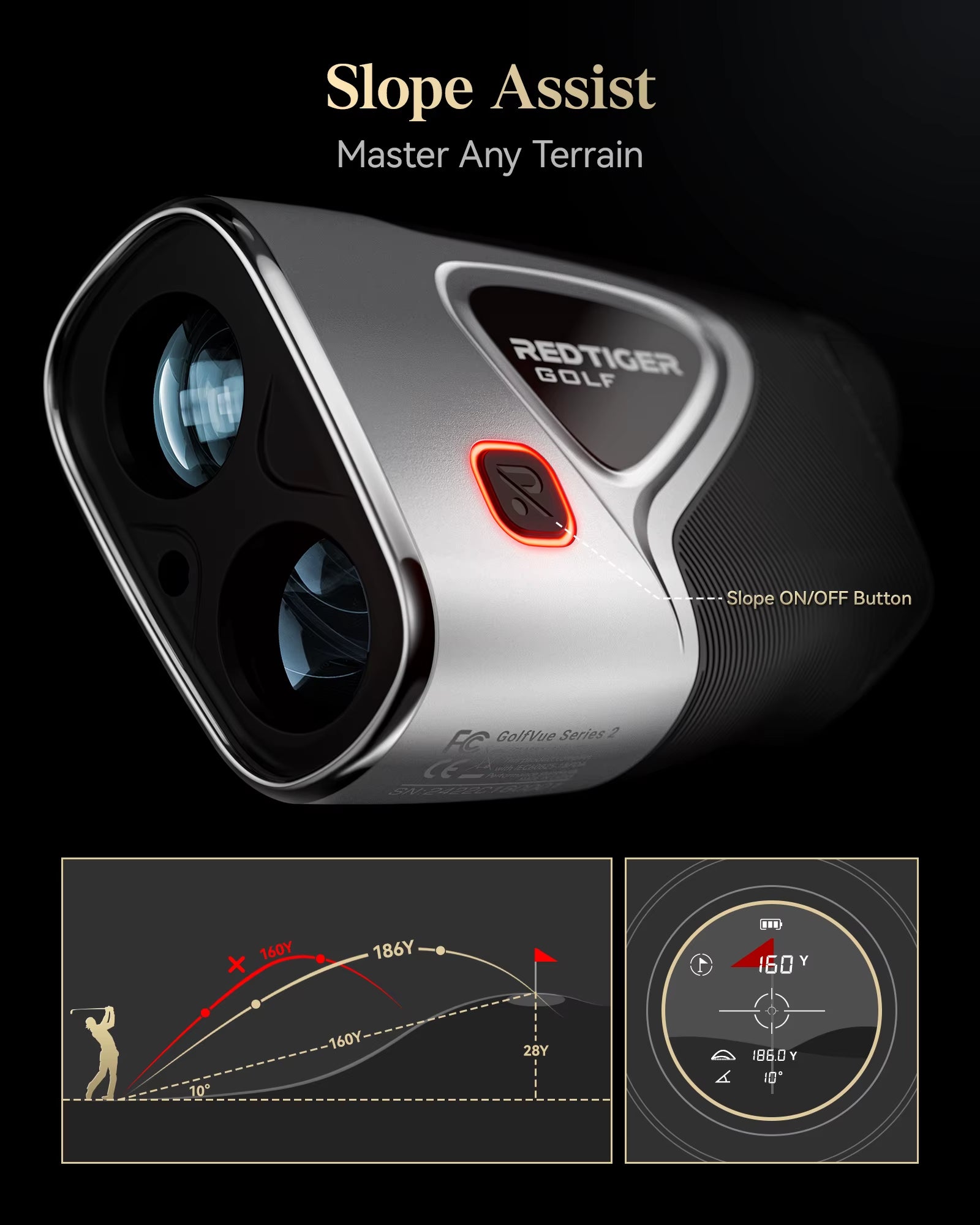 Pro C016 Golf Rangefinder with Slope and Pin Lock Vibration 