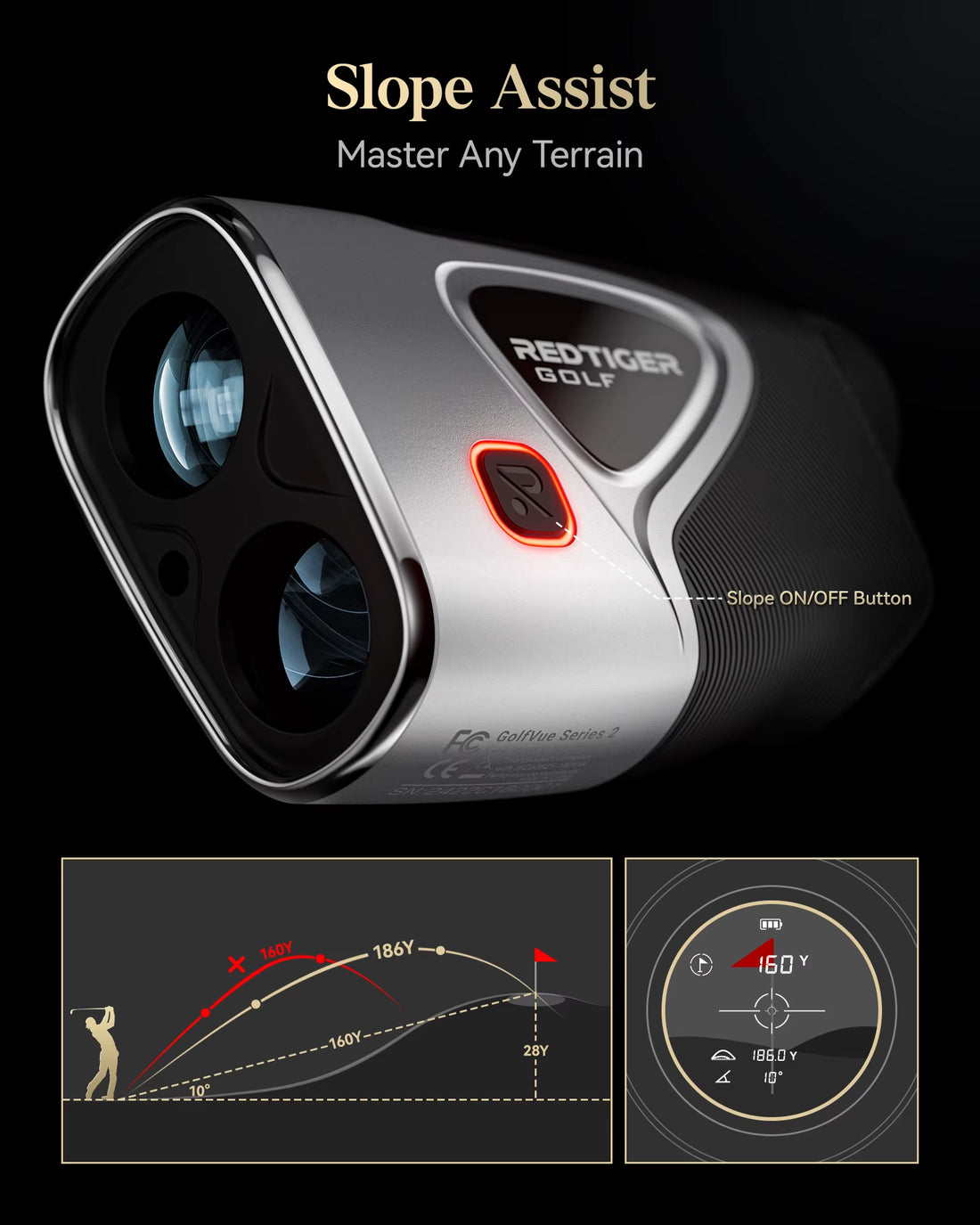 Pro C016 Golf Rangefinder with Slope and Pin Lock Vibration 