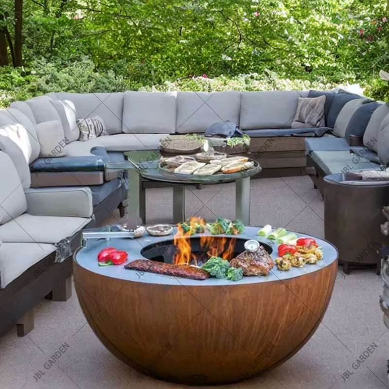 New Outdoor Cooking Steel Hemisphere Fire Pit Bbq Grill